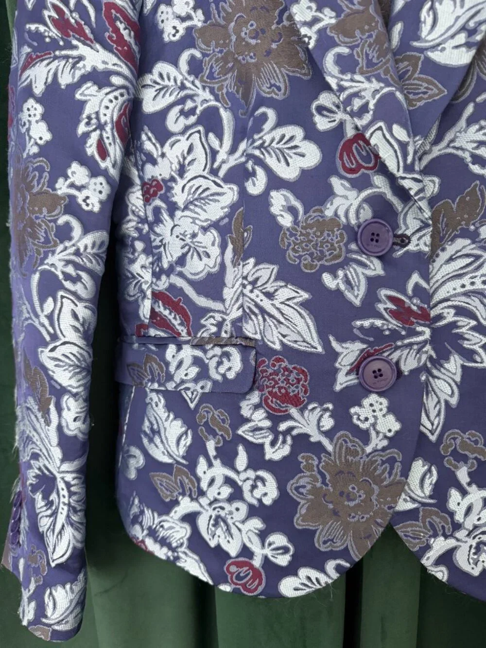SOLD - ETRO Milano Floral Jacquard Blazer Purple Paisley Jacket IT 46 (US M/L) - Picture 4 of 11